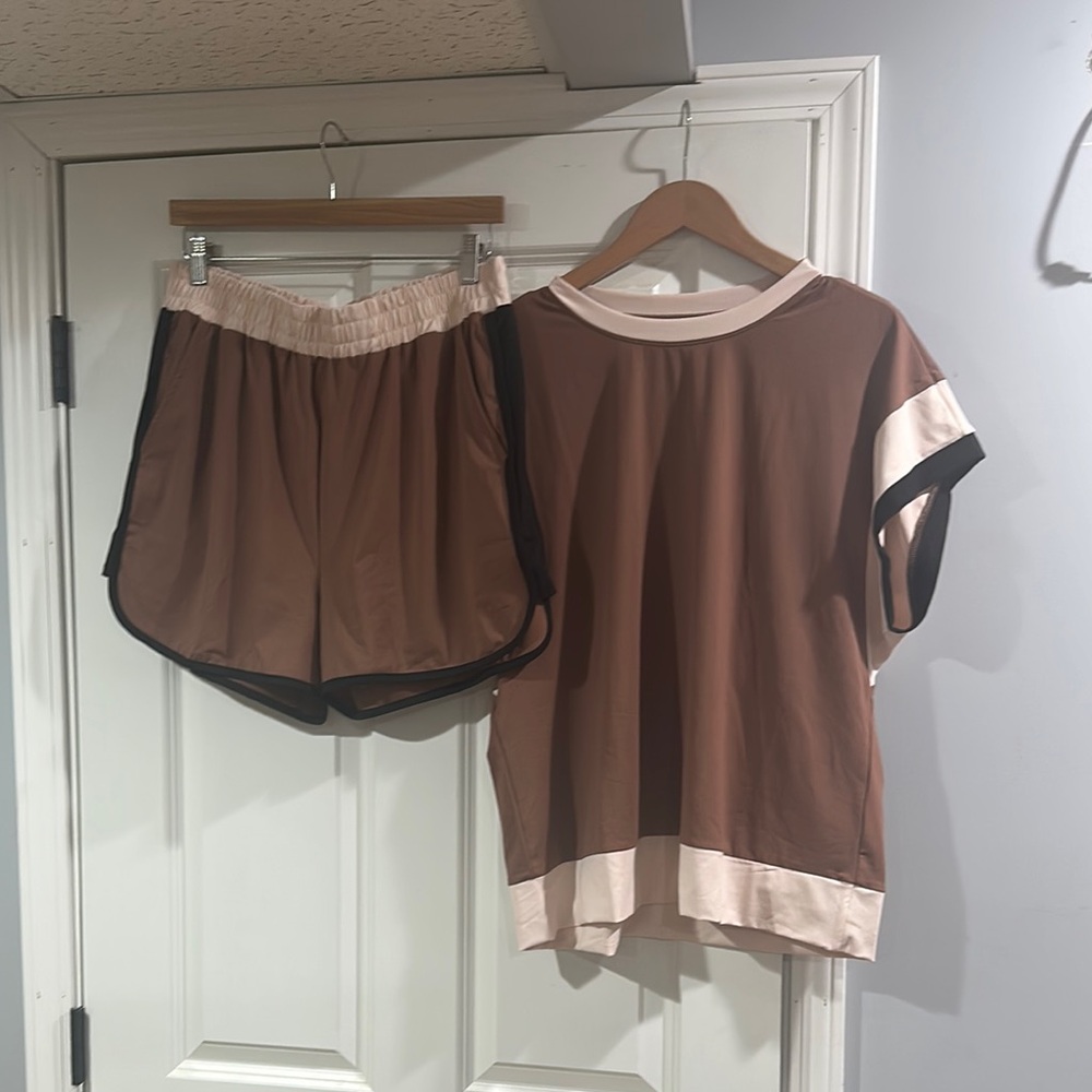 Women's Brown and Cream Loungewear matching Set